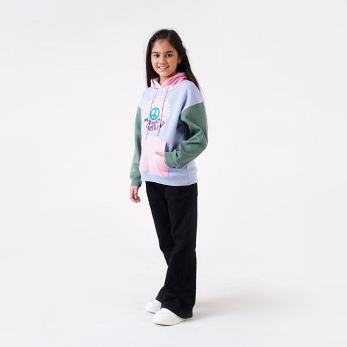 LOVE & PEACE PRINTED HOODIE